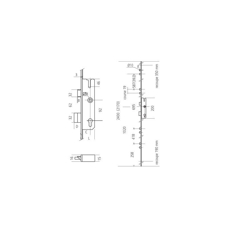 Serrure Compact 856 Type 1 Hubert Quincaillerie