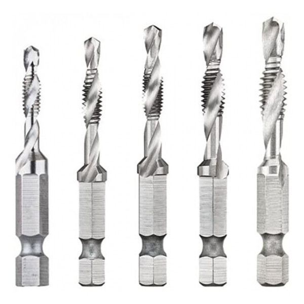 5 forets a tarauder emmanchement hex de m4 a m10