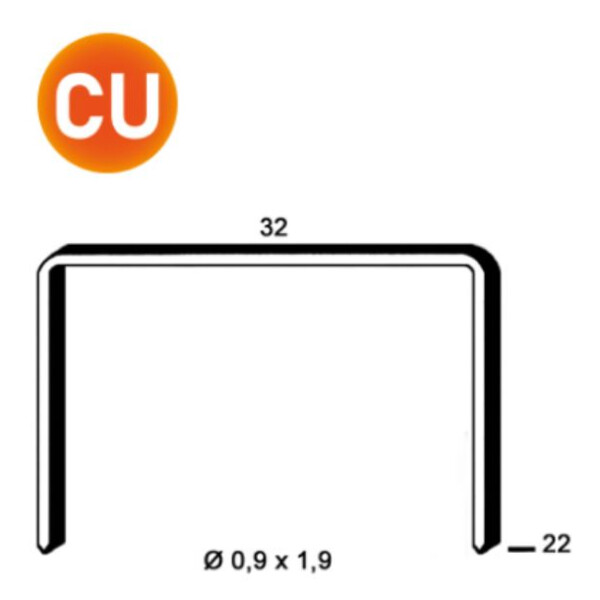 Agrafes type r 32mm cuivre