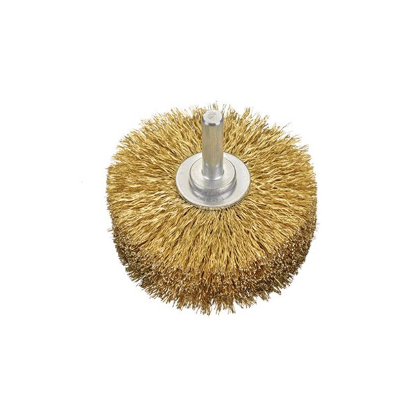 Brosse circulaire sur tige de 8 mm ø80 mm ép.35 mm acier câblé 0,25 mm
