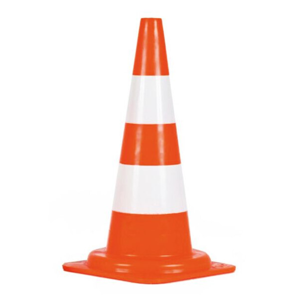 Cone de signalisation pe orange fluo 50cm 2 bandes blanches bs50b