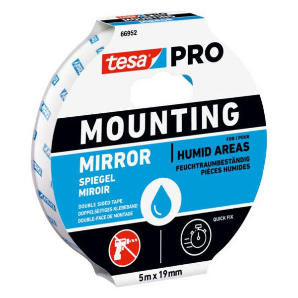 Double-face de montage mousse special salle de bains 66952  blanc 5m x 19mm