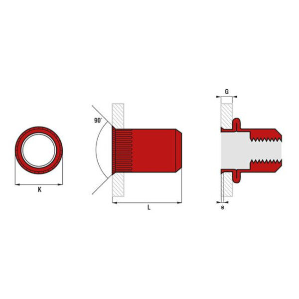 Ecrou à sertir cranté tête réduite