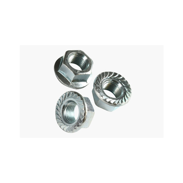 Ecrou a embase crantee serie ee acier zn blanc
