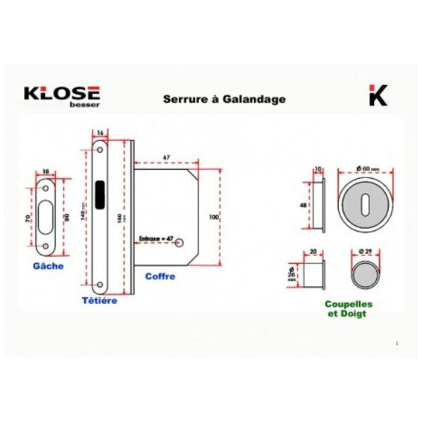 Kit serrure à galandage +cuv+tire-dgt+gache inox
