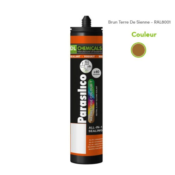 Mastic silicone prestige colour ton brun cart300ml