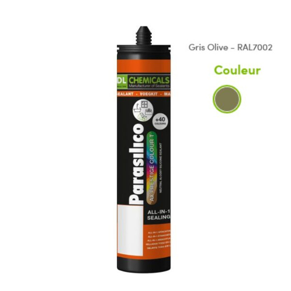 Mastic silicone prestige colour ton gris cart300ml