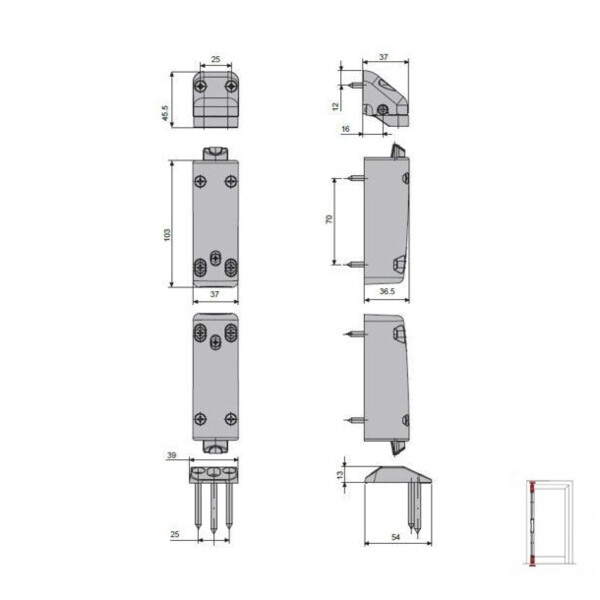 Paire de pênes verticaux haut/ bas + gâches crémone pompier  panama