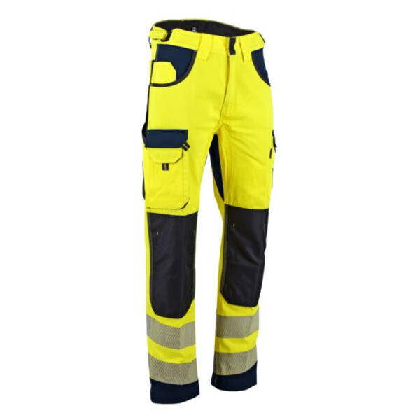 Pantalon haute visibilite defense marine/jaune