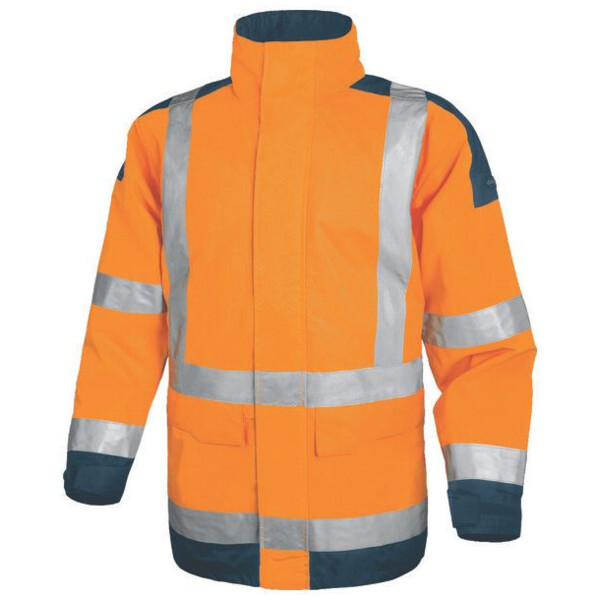 Parka haute visibilite easyview orange fluo/bleu marine