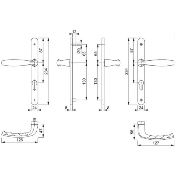 Poignée de porte étroite new-york saillie normale