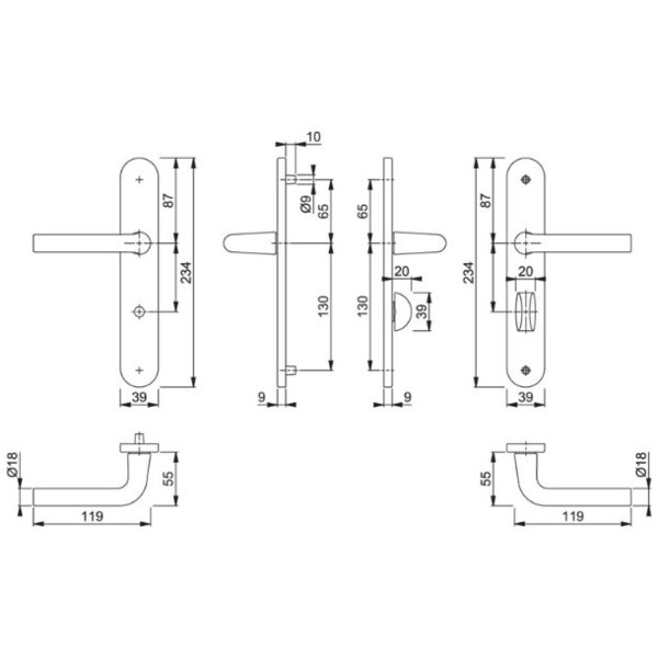 Poignée de porte large arles  entraxe 195mm
