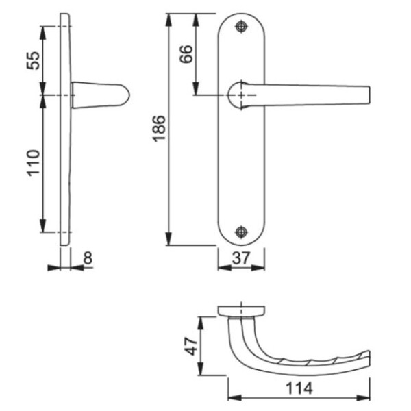 Poignée de porte large san diego entraxe 165mm