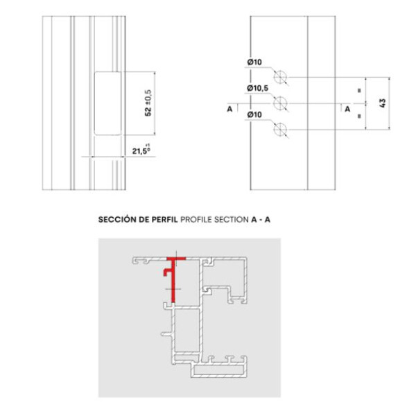 Poignée de fenetre delta pro carre de 7x26 mm