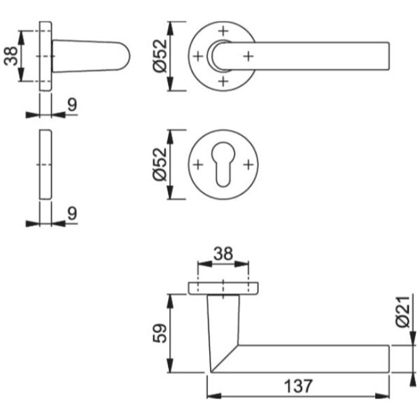 Poignée sur rosace  amsterdam