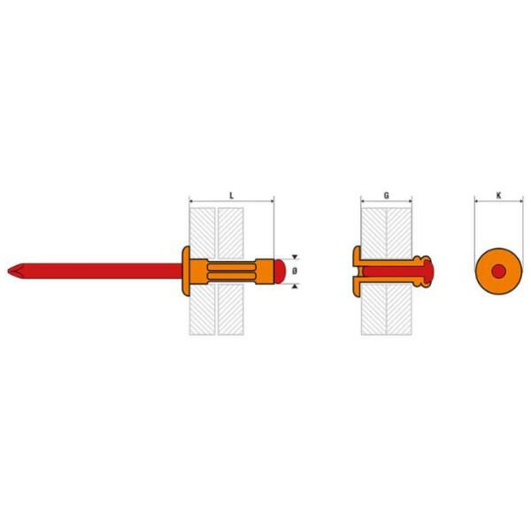 Rivet multigrip - alu/acier - tête plate
