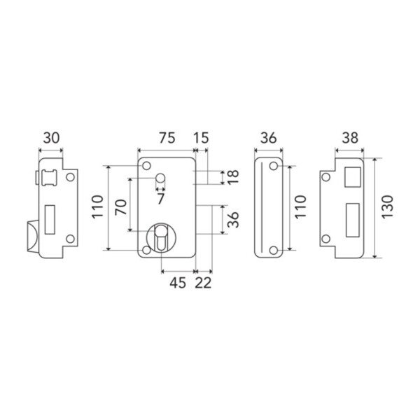Serrure applique verticale fouillot cylindre européen