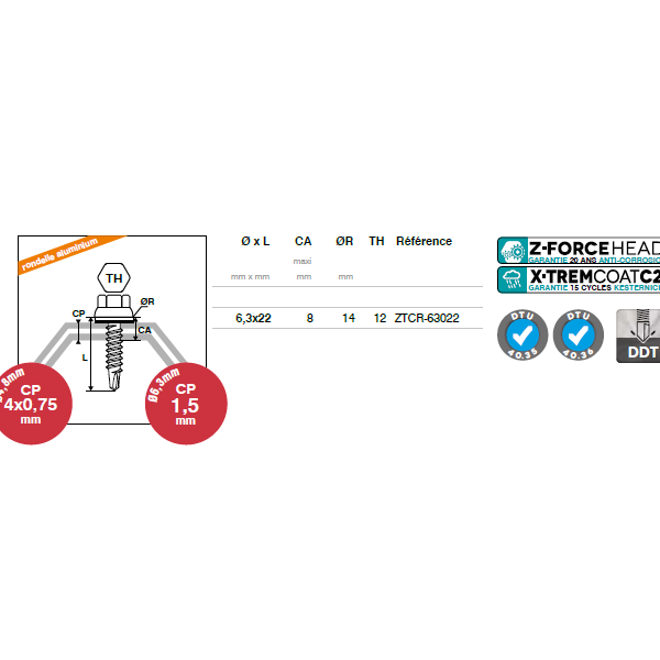 Vis couturage bac acier
