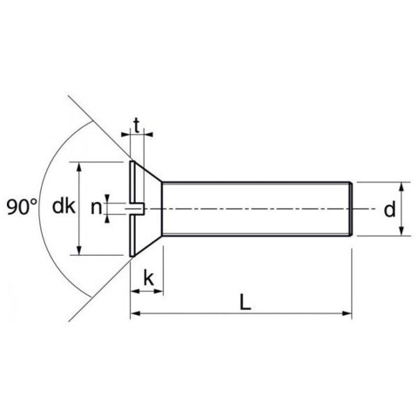 Vis métaux tête fraisée fendue inox