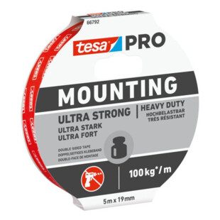 RUBAN DOUBLE FACE MOUNTING ULTRA STRONG 66792 BLANC 5 M X 19 MM Tesa