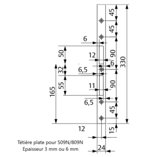 Tétière plate pour 509N-809N-519N-819N Eff