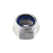 Ecrou auto-freine a bague nylon serie en acier zn blanc