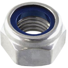 Ecrou auto-freine a bague nylon serie en acier zn blanc