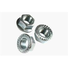 Ecrou a embase crantee serie ee acier zn blanc