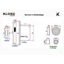 Kit serrure à galandage +cuv+tire-dgt+gache inox