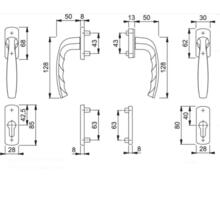 Poignée de porte-fenêtre  new-york à clé saillie  normale