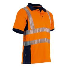 Polo manche courte haute visibilte prevoyance marine/orange