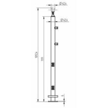 Poteau intermédiaire verre et lisses sur platine